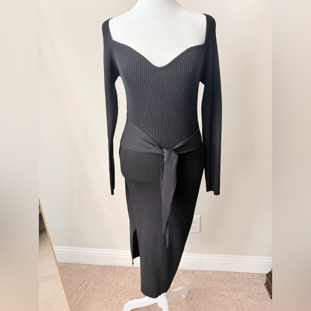 “And Now This” Long Sleeve Midi Dress